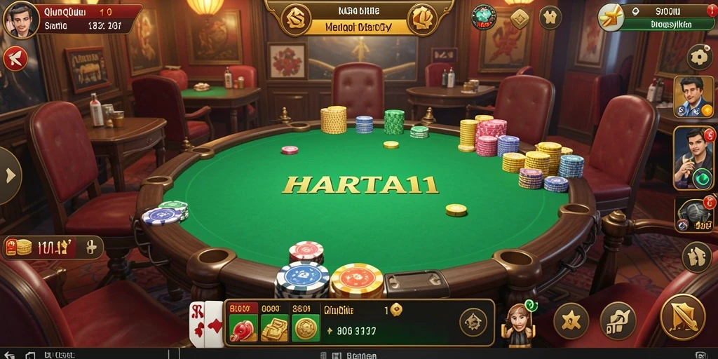 Tampilan gameplay seru dalam HARTA11, menampilkan pertandingan QiuQiu.