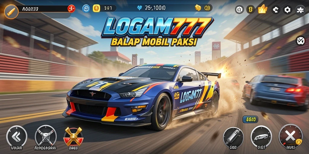 Tangkapan layar dari gameplay LOGAM777 yang menampilkan balap seru