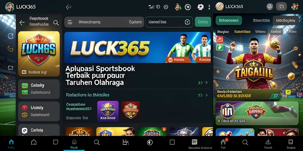 Tampilan aplikasi LUCK365 dengan berbagai pilihan taruhan olahraga.