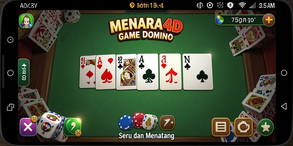 Screenshot gameplay MENARA4D menampilkan pertandingan seru Domino.