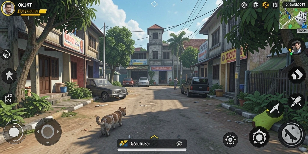 Screenshot gameplay <strong>OKJKT</strong> menampilkan interaksi karakter dan lingkungan yang realistis.
