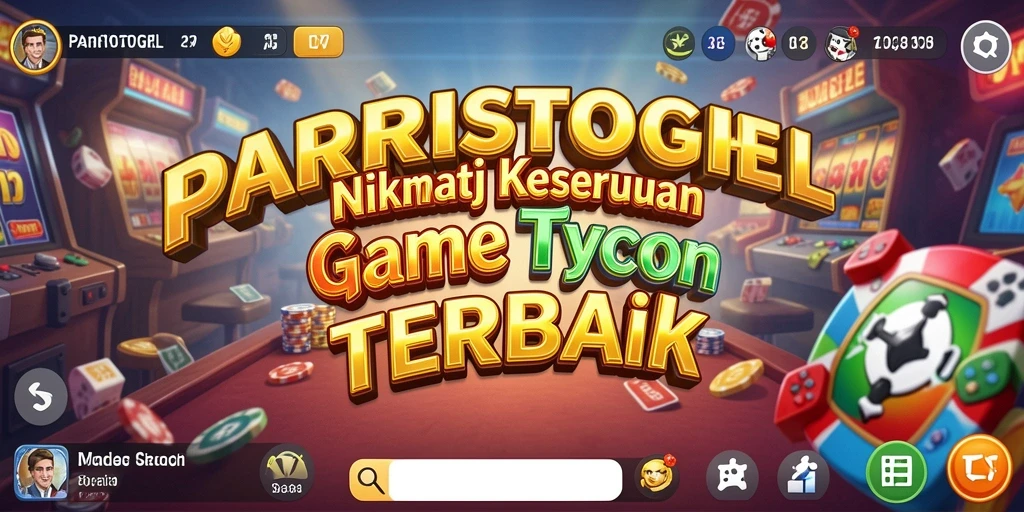 Tampilan gameplay seru di PARISTOGEL yang menggambarkan strategi bisnis.