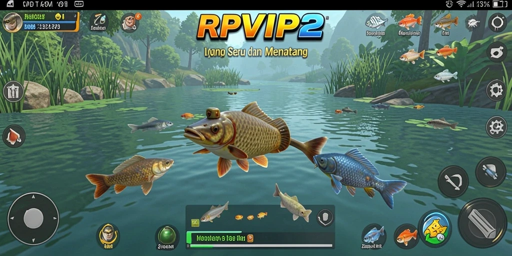 Tampilan gameplay seru di RPVIP2 dengan aksi memancing yang menegangkan.