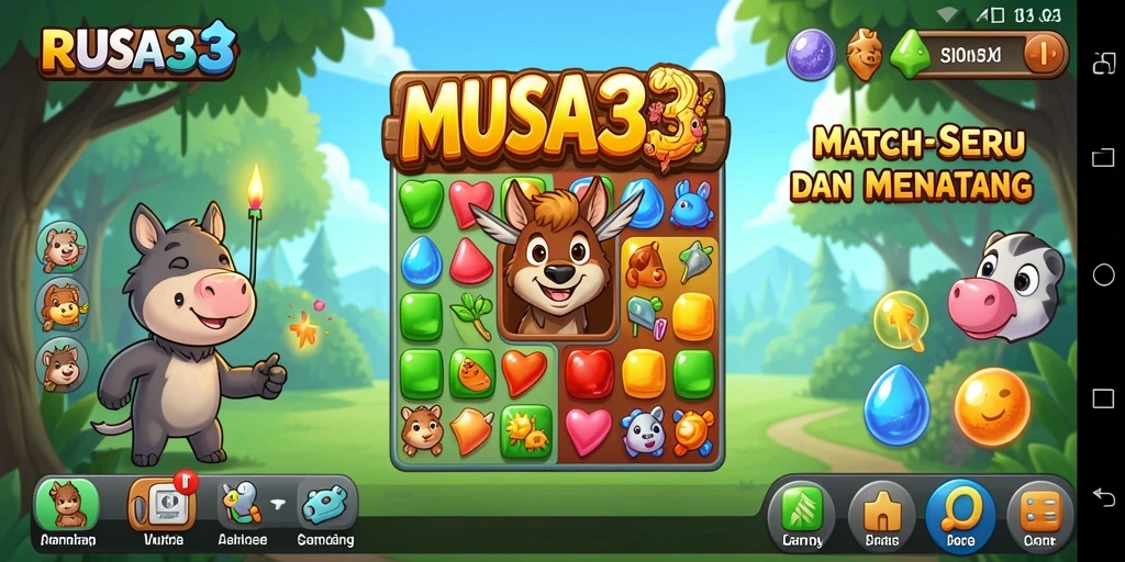 Tampilan menarik dari gameplay Match-3 RUSA33 yang seru.